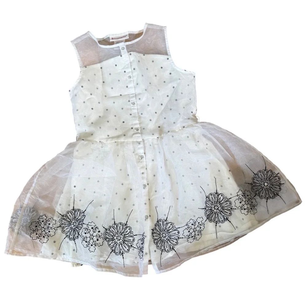 American girl white and black polka dot girls dress